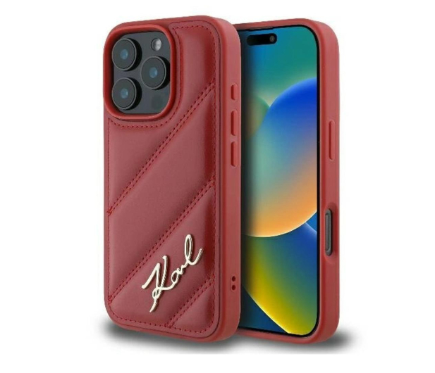 KARL LAGERFELD Quilted Signature do iPhone 16 Pro Max czerwony KLHCP16XPQDSMGR - 1278270 - zdjęcie